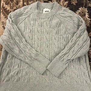 Aerie XL Gray Cable Knit Sweater